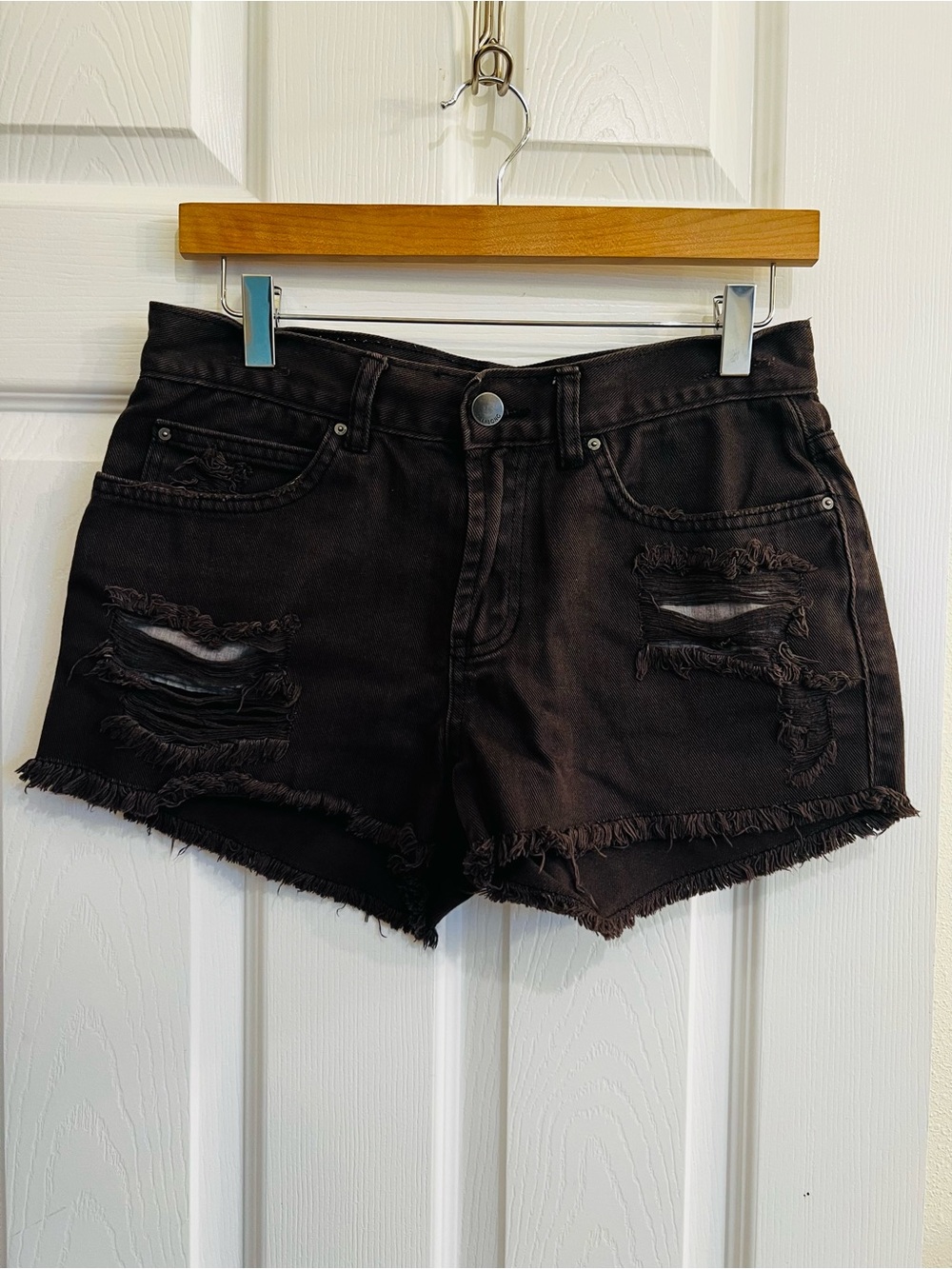 Billabong Black Distressed High-Rise Denim Shorts